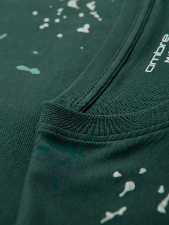 Ombre Clothing Férfi póló nyomattal és kerek nyakkivágással - zöld