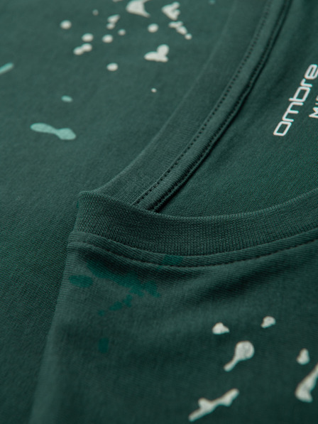Ombre Clothing Férfi póló nyomattal és kerek nyakkivágással - zöld
