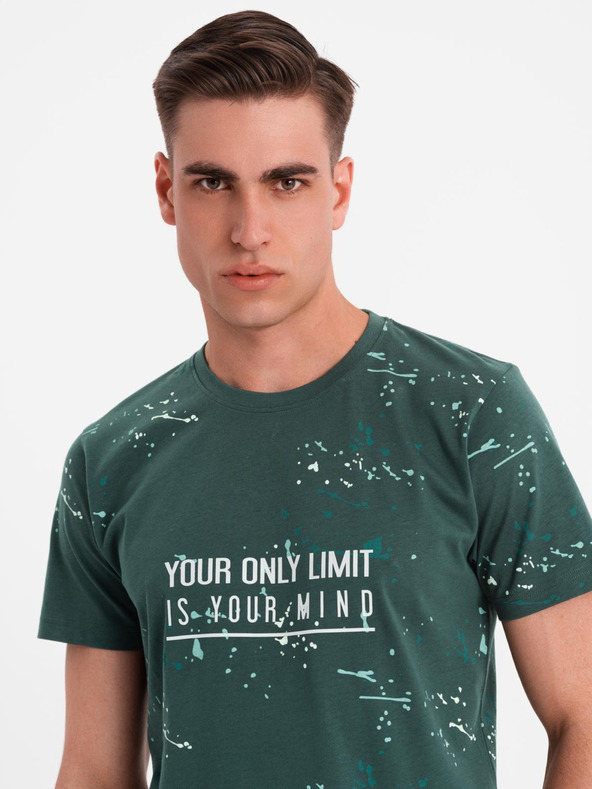 Ombre Clothing Férfi póló nyomattal és kerek nyakkivágással - zöld