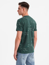 Ombre Clothing Férfi póló nyomattal és kerek nyakkivágással - zöld