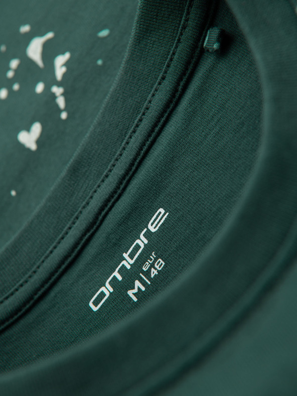 Ombre Clothing Férfi póló nyomattal és kerek nyakkivágással - zöld