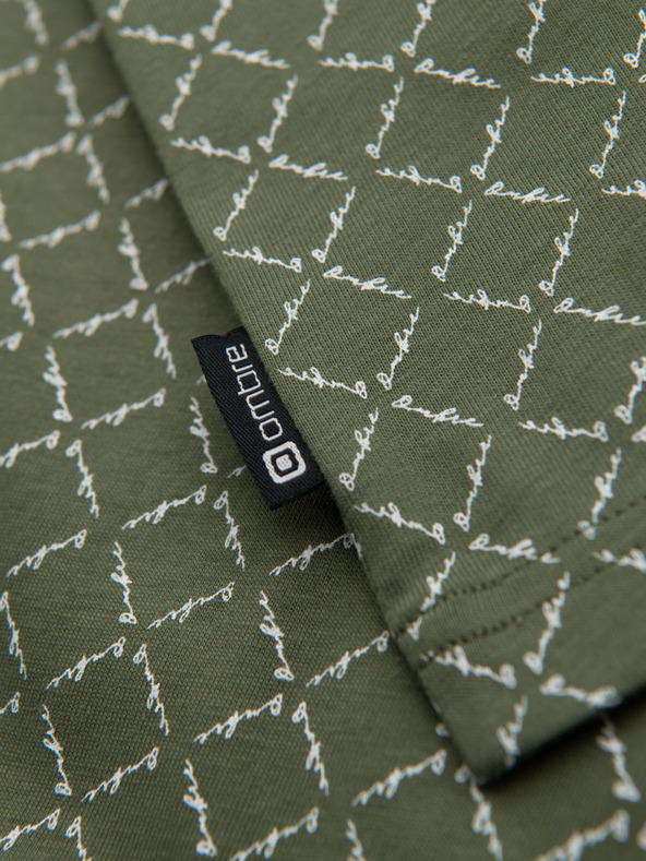 Ombre Clothing Férfi kötött póló teljes felületű nyomattal - olíva