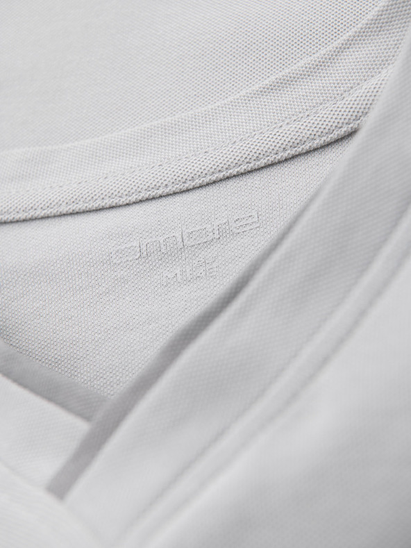 Ombre Clothing Férfi póló kontrasztos betétekkel és V-nyakkivágással - világosszürke