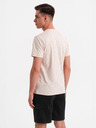 Ombre Clothing Férfi pamut póló nyomattal és kerek nyakkivágással - bézs