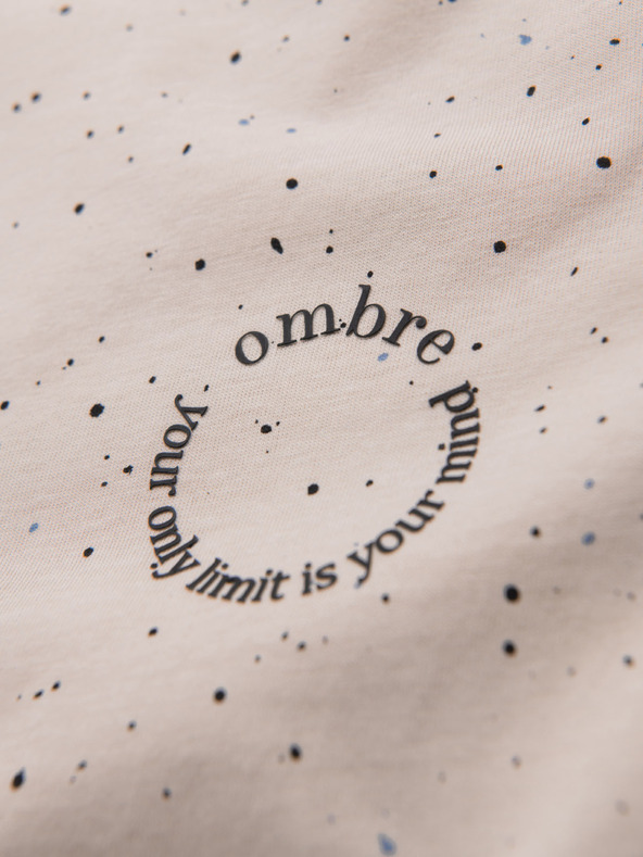 Ombre Clothing Férfi pamut póló nyomattal és kerek nyakkivágással - bézs