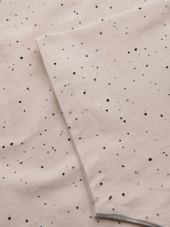 Ombre Clothing Férfi pamut póló nyomattal és kerek nyakkivágással - bézs