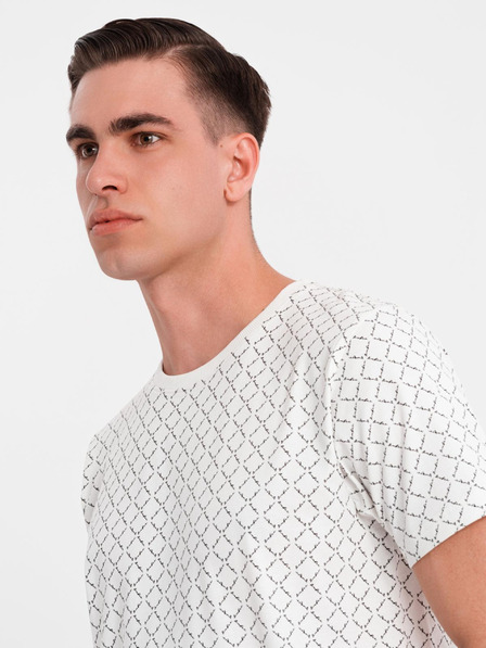 Ombre Clothing Férfi kötött póló teljes felületű mintával - fehér