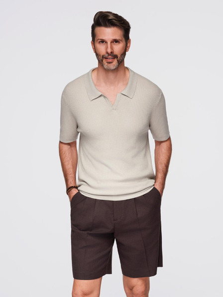 Ombre Clothing Férfi pólóing nyitott gallérral, gomblyuk nélkül - világosszürke