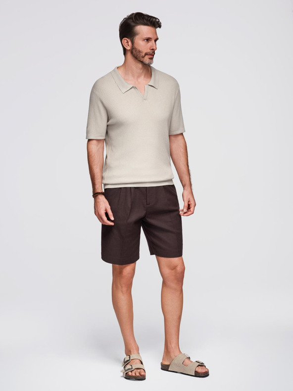 Ombre Clothing Férfi pólóing nyitott gallérral, gomblyuk nélkül - világosszürke