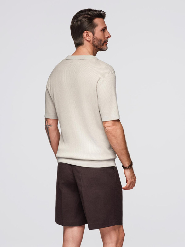 Ombre Clothing Férfi pólóing nyitott gallérral, gomblyuk nélkül - világosszürke