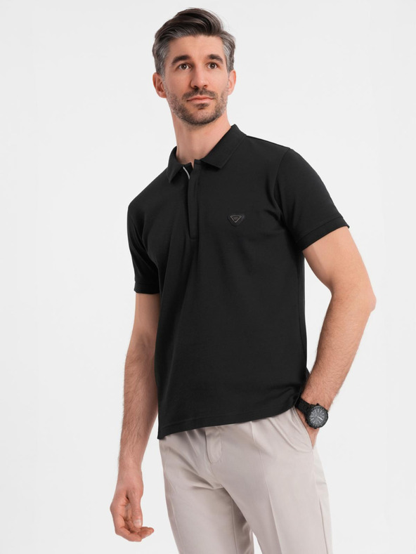 Ombre Clothing Férfi cipzáras pólóing - fekete