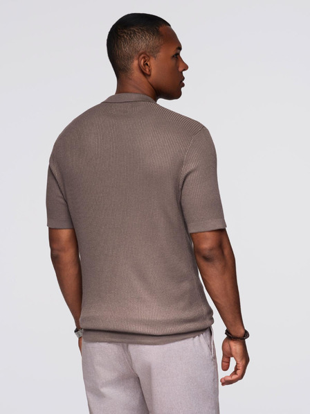 Ombre Clothing Férfi pólóing nyitott gallérral, gomblyuk nélkül - hamuszürke