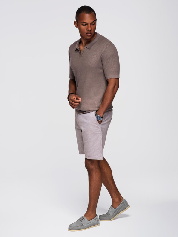 Ombre Clothing Férfi pólóing nyitott gallérral, gomblyuk nélkül - hamuszürke