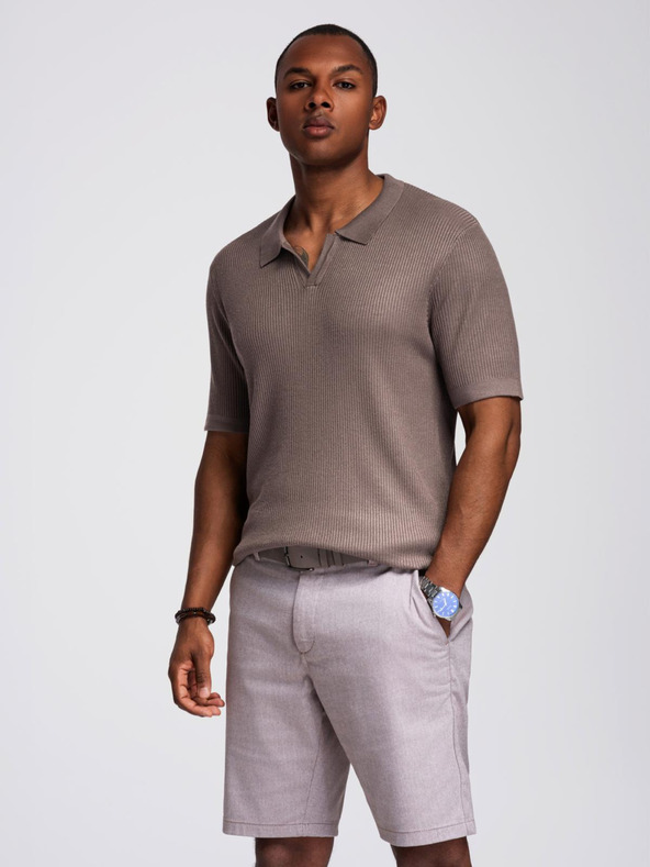 Ombre Clothing Férfi pólóing nyitott gallérral, gomblyuk nélkül - hamuszürke