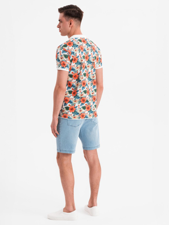 Ombre Clothing Virágmintás pamut pólóing - fehér