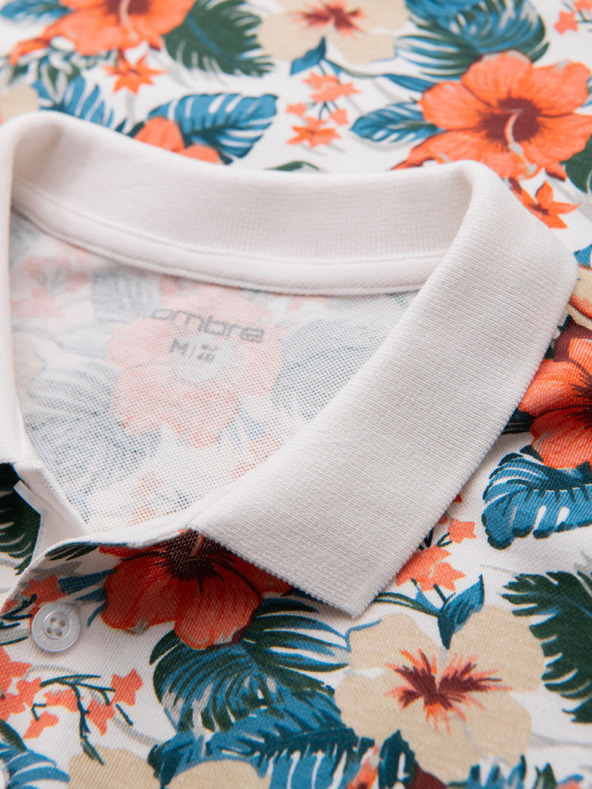 Ombre Clothing Virágmintás pamut pólóing - fehér