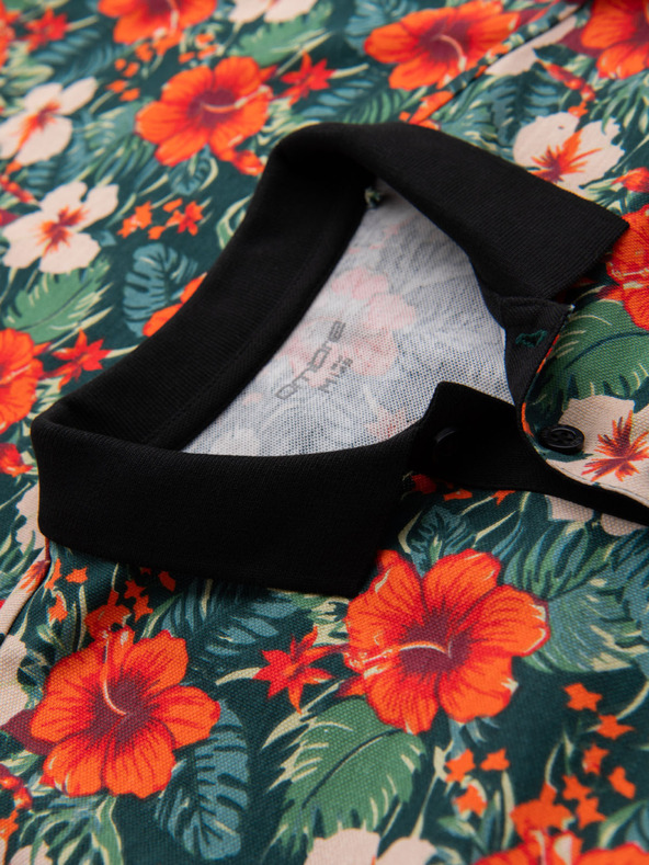 Ombre Clothing Virágmintás pamut pólóing - fekete