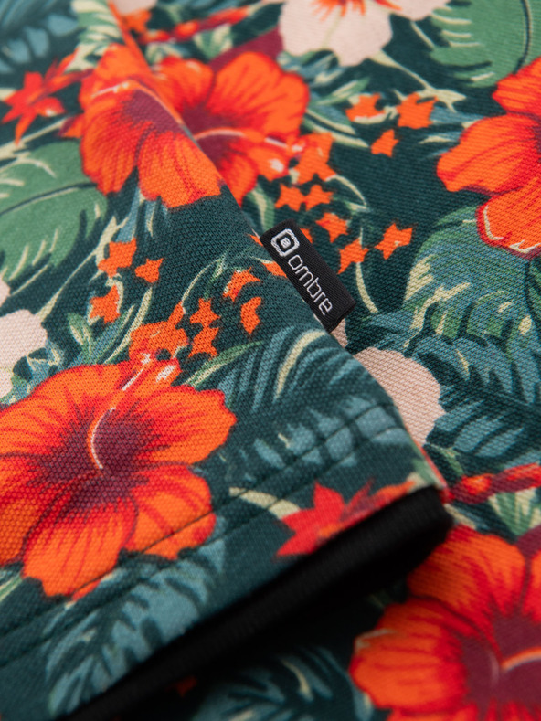 Ombre Clothing Virágmintás pamut pólóing - fekete