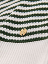 Ombre Clothing Férfi kötött gomblyuk nélküli pólóing tengeri csíkokkal - fehér és olívazöld