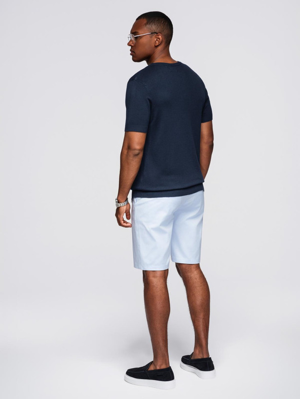 Ombre Clothing Férfi klasszikus kötött bordázott ing - sötétkék