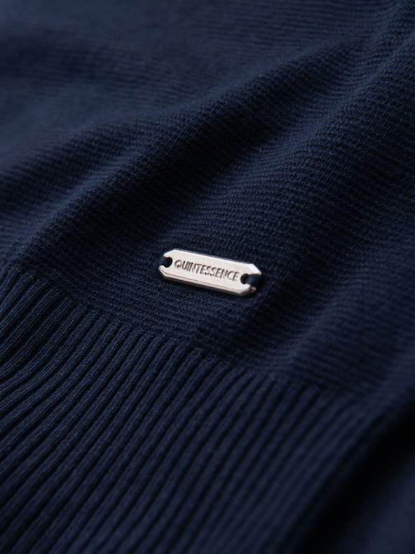 Ombre Clothing Férfi klasszikus kötött bordázott ing - sötétkék