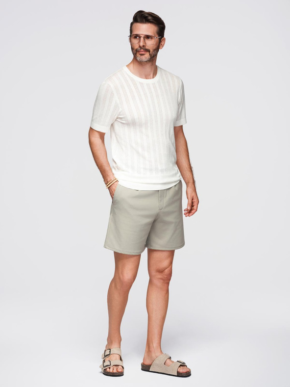 Ombre Clothing Férfi kereknyakú rövid ujjú pulóver - fehér