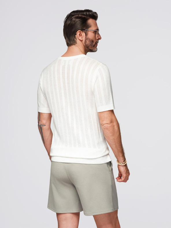 Ombre Clothing Férfi kereknyakú rövid ujjú pulóver - fehér