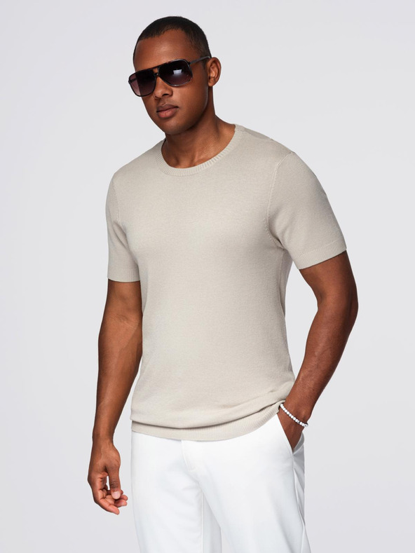 Ombre Clothing Férfi klasszikus kötött ing bordázott mandzsettával - világosszürke