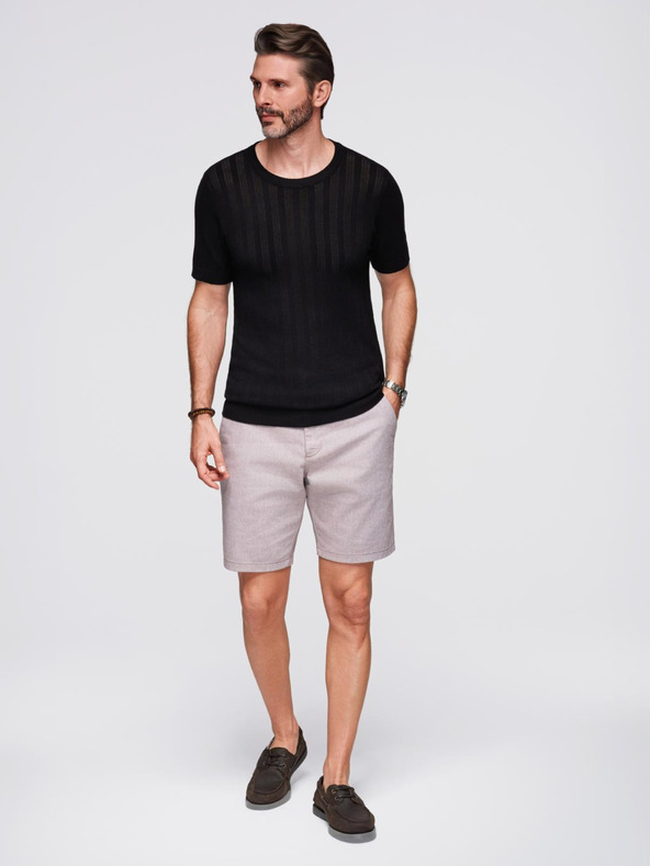 Ombre Clothing Férfi kereknyakú rövid ujjú pulóver - fekete