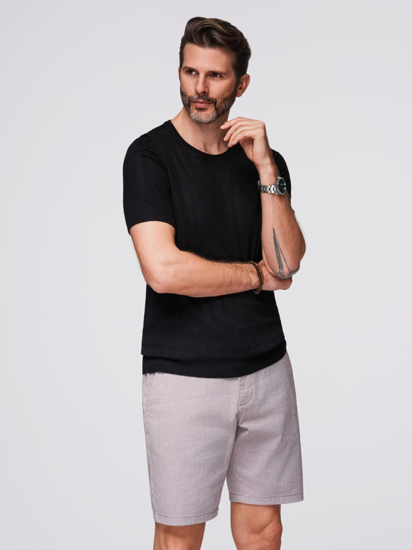 Ombre Clothing Férfi kereknyakú rövid ujjú pulóver - fekete