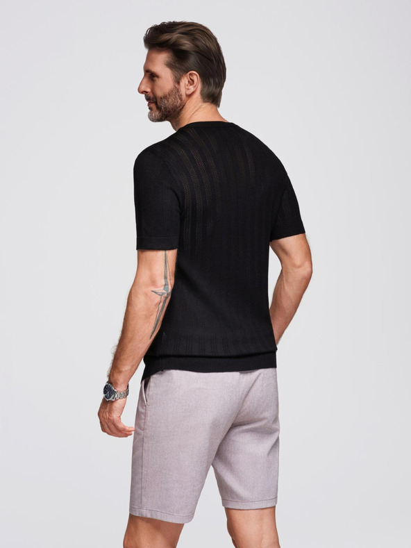 Ombre Clothing Férfi kereknyakú rövid ujjú pulóver - fekete