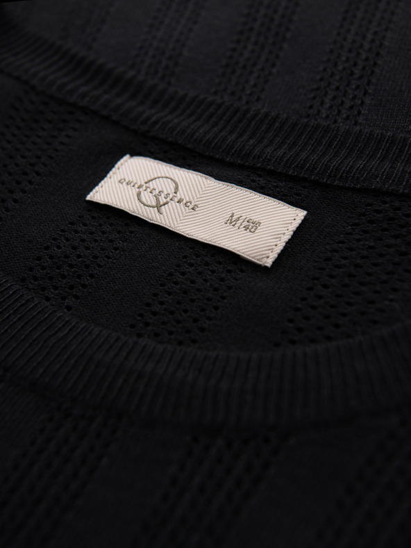 Ombre Clothing Férfi kereknyakú rövid ujjú pulóver - fekete