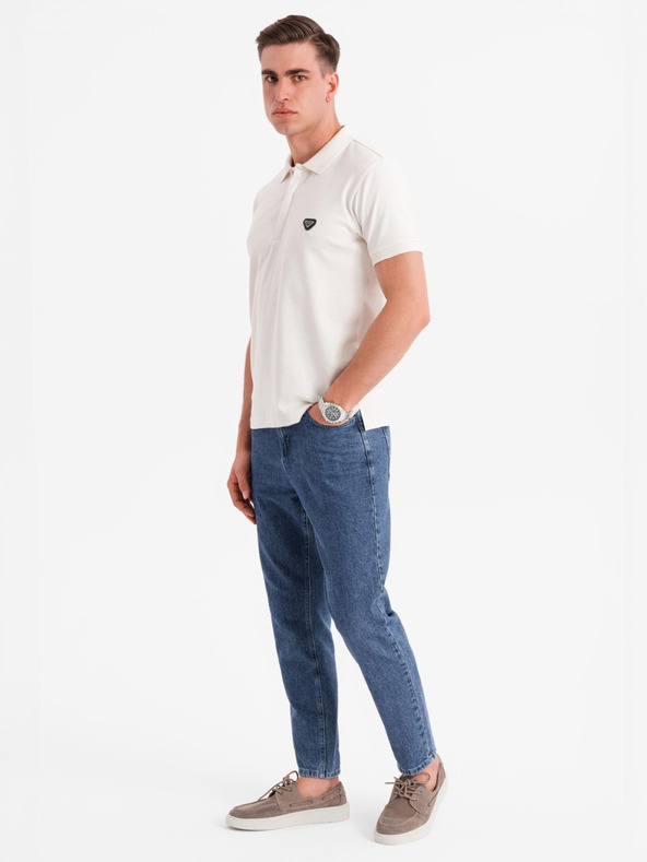 Ombre Clothing Férfi cipzáras pólóing - fehér