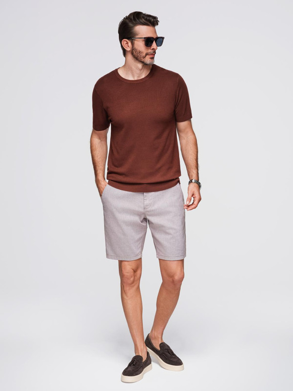 Ombre Clothing Férfi klasszikus kötött ing bordázott mandzsettával - meleg barna