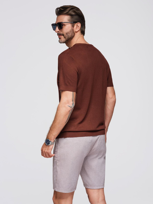 Ombre Clothing Férfi klasszikus kötött ing bordázott mandzsettával - meleg barna