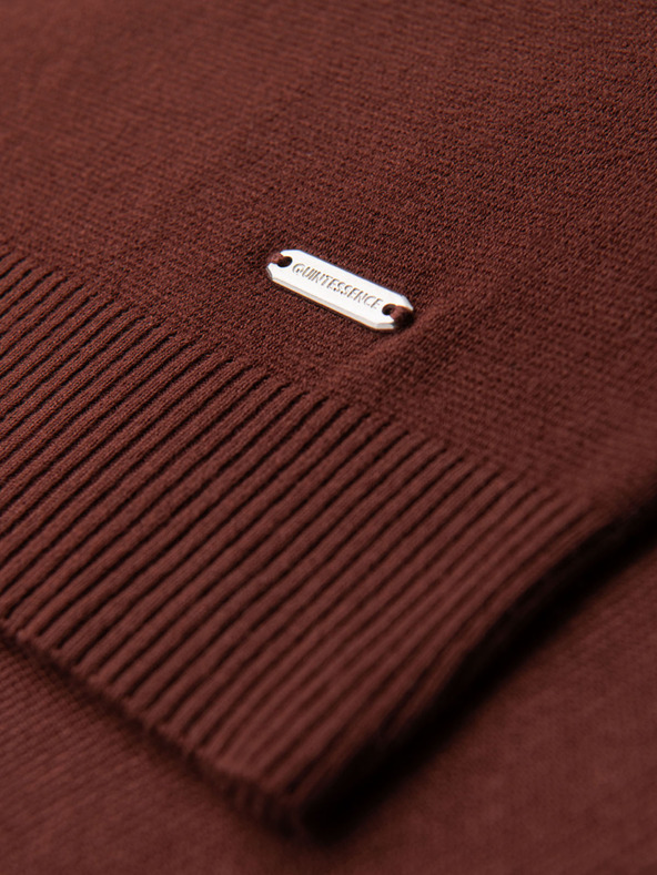 Ombre Clothing Férfi klasszikus kötött ing bordázott mandzsettával - meleg barna