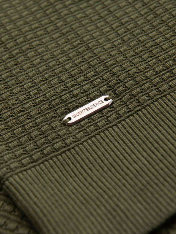 Ombre Clothing Férfi kötött gomblyuk nélküli pólóing - olíva