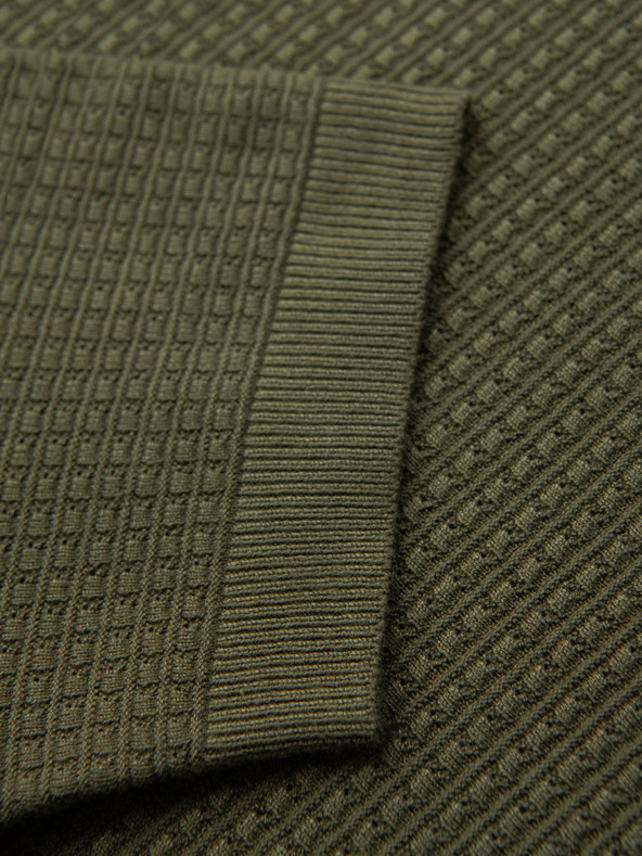 Ombre Clothing Férfi kötött gomblyuk nélküli pólóing - olíva