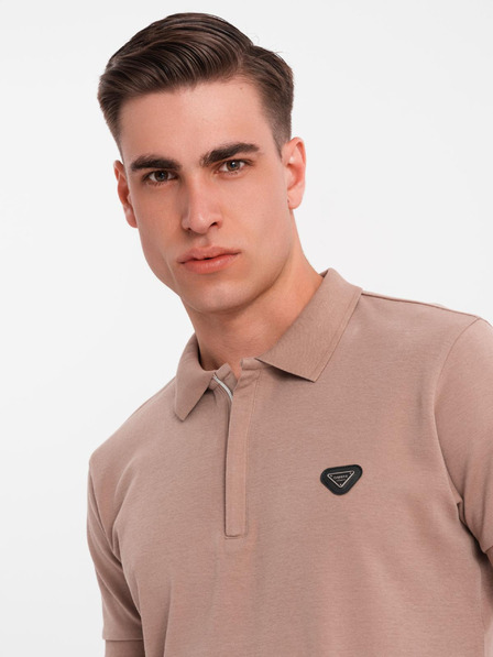 Ombre Clothing Férfi cipzáras pólóing - világosbarna