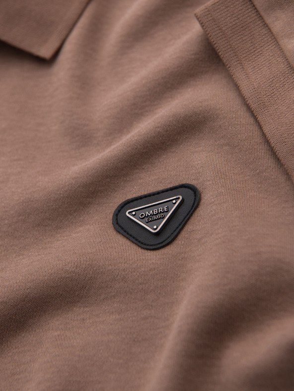 Ombre Clothing Férfi cipzáras pólóing - világosbarna