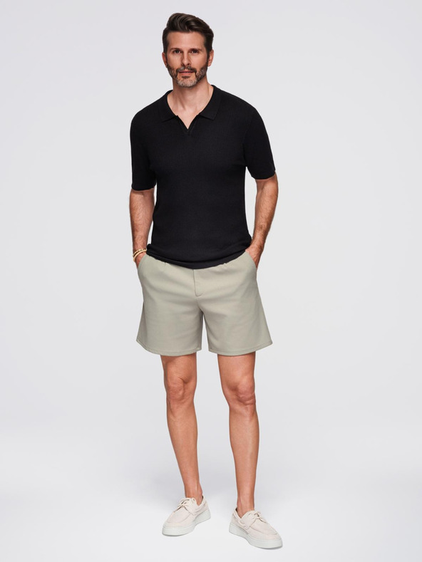 Ombre Clothing Férfi pólóing nyitott gallérral, gomblyuk nélkül - fekete