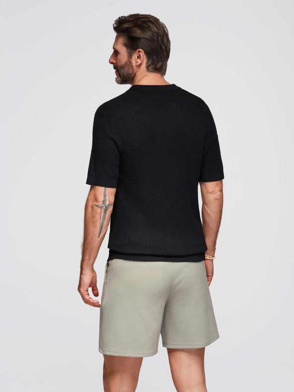 Ombre Clothing Férfi pólóing nyitott gallérral, gomblyuk nélkül - fekete