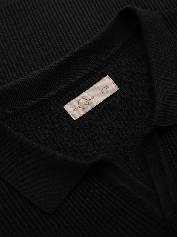 Ombre Clothing Férfi pólóing nyitott gallérral, gomblyuk nélkül - fekete