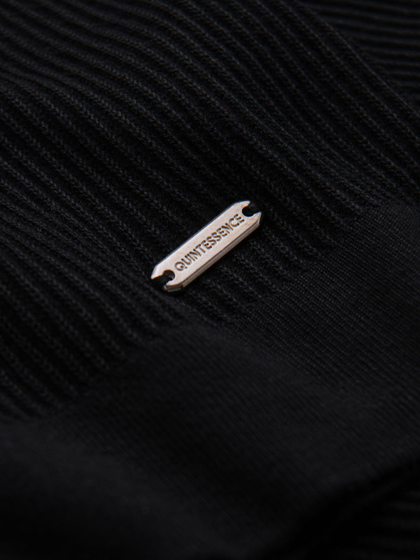 Ombre Clothing Férfi pólóing nyitott gallérral, gomblyuk nélkül - fekete