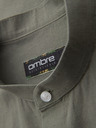 Ombre Clothing Férfi vászon ing álló gallérral és zsebbel REGULAR FIT - khaki