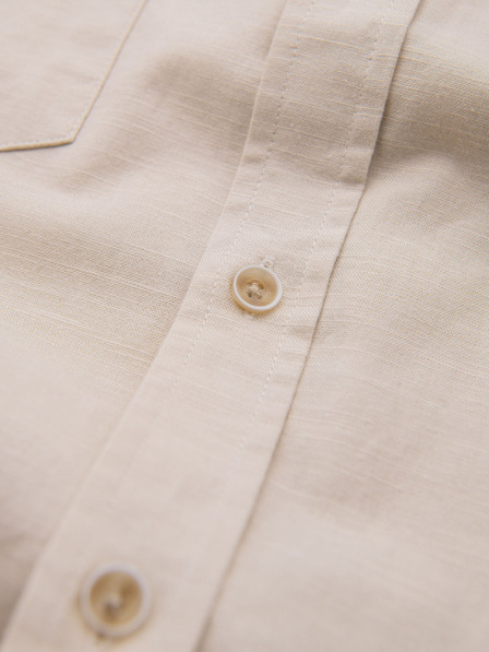 Ombre Clothing Férfi vászon ing klasszikus gallérral és zsebbel REGULAR FIT - krém
