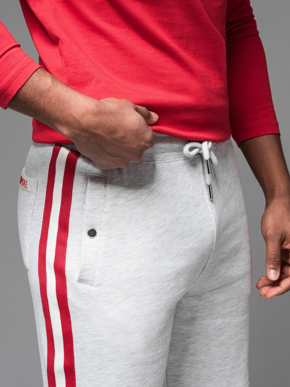 Ombre Clothing Férfi melegítő rövidnadrág szegéllyel és bordás derékkal - szürke melír