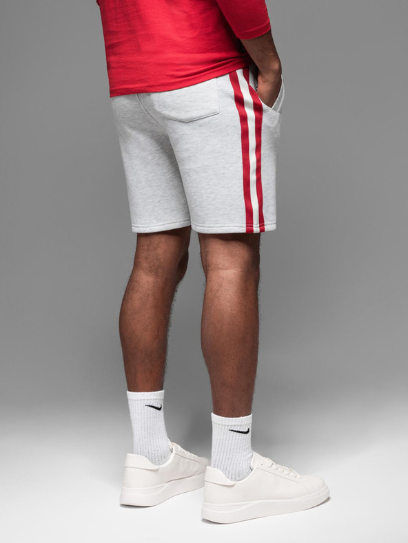 Ombre Clothing Férfi melegítő rövidnadrág szegéllyel és bordás derékkal - szürke melír