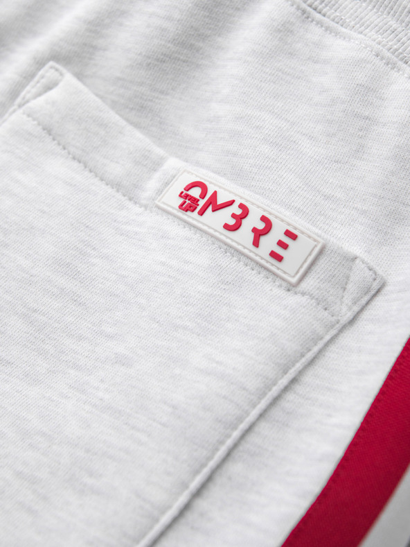 Ombre Clothing Férfi melegítő rövidnadrág szegéllyel és bordás derékkal - szürke melír