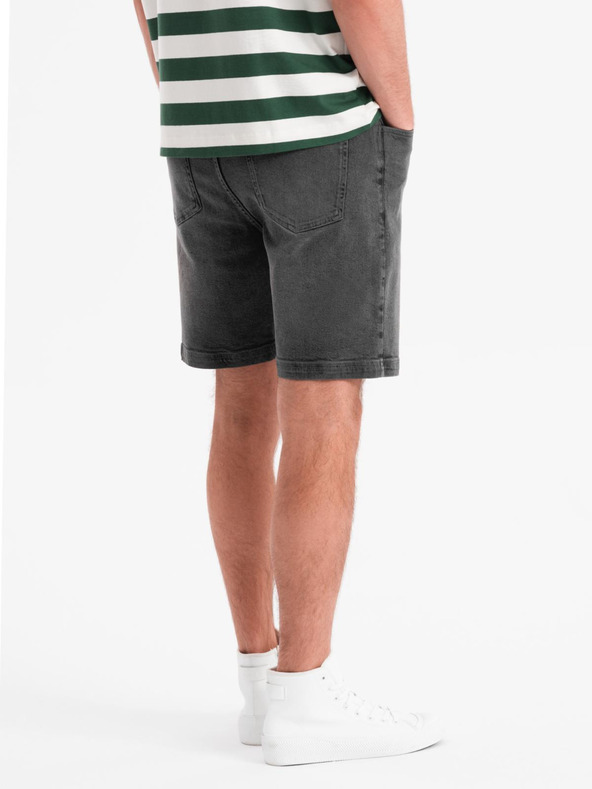 Ombre Clothing Férfi rövidnadrág rugalmas derékkal és mosott hatással - szürke